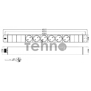 Монтажное оборудование Hyperline SHT19-6SH-2.5EU Блок розеток для 19