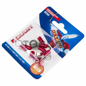 Наконечник кольцевой REXANT изолированный, ø8.4мм, 0.5-1.5мм², НКи 1.5-8 / НКи 1,25-8 / RV1.25-8, красный, в упак. 10 шт.