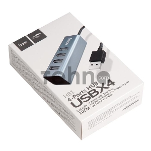 Переходник разветвитель Hoco HB1 USB - 4USB (USB 2.0 - 480 Мбит/с), 0.8 м, серый