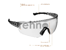 Прозрачные, очки защитные открытого типа, мягкие двухкомпонентные дужки. STAYER HERCULES