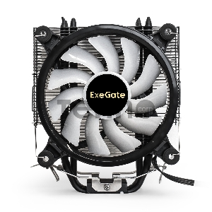 Кулер ExeGate Dark Magic EXX400V2-PWM.RGB (Al+Cu, черное покрытие, 4 тепл.трубки, LGA775/1150/1151/1155/1156/1200/1700/AM2/AM2+/AM3/AM3+/AM4/FM1/FM2/754/939/940, TDP 140W, Fan 120mm, PWM, 1200-2100RPM, Hydro bearing, 4pin, 11-24db, 605г, RGB подсветка, с 