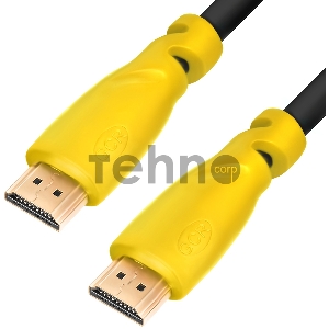 Greenconnect Кабель 5.0m HDMI версия 1.4,  черный, желтые коннекторы, OD7.3mm, 30/30 AWG, позолоченные контакты, Ethernet 10.2 Гбит/с, 3D, 4K , экран(GCR-HM340-5.0m)