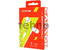 Наушники CANYON CNE-CEPM01W Stereo earphones with microphone, White
