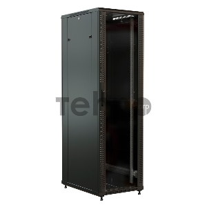 Шкаф коммутационный WRline (WR-TT-2266-AS-RAL9004) напольный 22U 600x600мм пер.дв.стекл задн.дв.стал.лист 2 бок.пан. 800кг черный 510мм 1166мм IP20 сталь