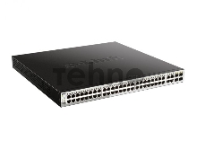 Коммутатор D-Link DGS-1210-52MP/FL1A, L2 Managed Switch with 48 10/100/1000Base-T ports and  4 100/1000Base-T/SFP combo-ports (48 PoE ports 802.3af/802.3at (30 W), PoE Budget 370 W).16K Mac address, 802.3x Flow