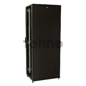Шкаф коммутационный WRline (WR-TT-2266-AS-RAL9004) напольный 22U 600x600мм пер.дв.стекл задн.дв.стал.лист 2 бок.пан. 800кг черный 510мм 1166мм IP20 сталь