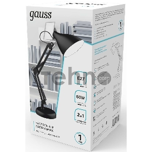 Светильник Gauss GT0032 настольный на струбцине/основание E27 черный 60Вт