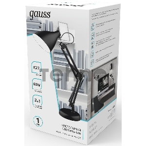 Светильник Gauss GT0032 настольный на струбцине/основание E27 черный 60Вт