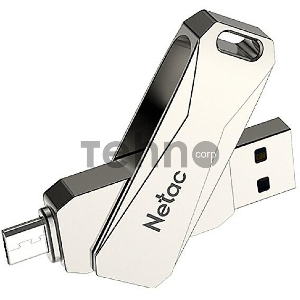 Флеш Диск Netac U381 64Gb <NT03U381B-064G-30PN>, USB3.0+microUSB, металлическая