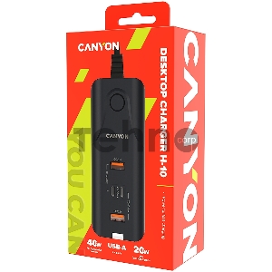 Зарядное устройство CANYON H-10, Wall charger. CNE-CHA10B Input: 100-240V~50/60Hz 1.0A Max Output1/Output2: DC USB-A QC3.0 5.0V/3.0A,9.0V/2.0A,12.0V/1.5A 18.0W(Max)USB-C PD 5.0V/3.0A,9.0V/2.22A,12.0V/1.67A 20.0W(Max)USB-A+C 5.0V/3.0A 15.0W(Max)Total Power