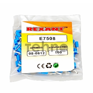 Наконечник штыревой втулочный изолированный F-8 мм 0.75 мм² (НШВи 0.75-8) синий REXANT