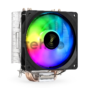 Кулер ExeGate Wizard EXX400V2-PWM.FRGB (Al+Cu, 4 тепл.трубки, LGA775/1150/1151/1155/1156/1200/1700/AM2/AM2+/AM3/AM3+/AM4/FM1/FM2/754/939/940, TDP 140W, Fan 120mm, PWM, 800-2400RPM, Hydro bearing, 4pin, 11-24db, 585г, FRGB подсветка, с термопастой, на заще