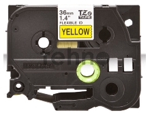 Лента Brother для печати наклеек TZe-FX661 36-мм гибкая ламинированная идентификационная (черный на желтом фоне), 8 м.