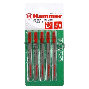 Пилка для лобзика Hammer Flex 204-112 JG WD T101B  дерево\пластик, 74мм, шаг 2.5, HCS, 5шт.