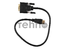 Кабель HDMI-DVI Gembird/Cablexpert CC-HDMI-DVI-0.5M, 19M/19M, 0.5м, single link, черный, позол.разъемы, экран, пакет