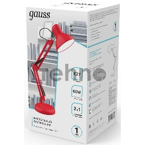 Светильник Gauss GT0024 настольный на струбцине/основание E27 красный 60Вт