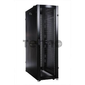 Шкаф серверный ПРОФ напольный 42U (600x1200) дверь перфор., задние двойные перфор., черный, в сборе (ШТК-СП-42.6.12-48АА-9005) (1 коробка)