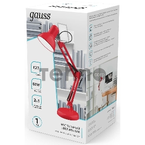 Светильник Gauss GT0024 настольный на струбцине/основание E27 красный 60Вт