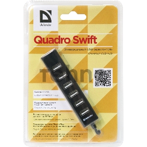 Универсальный USB разветвитель DEFENDER Quadro Swift USB2.0, 7 портов