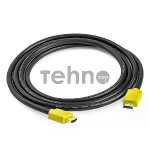 Кабель Greenconnect 1.5m HDMI версия 2.0, HDR 4:2:2, Ultra HD, 4K 60 fps 60Hz/5K*30Hz, 3D, AUDIO, 18.0 Гбит/с, 28/28 AWG, OD7.3mm, тройной экран, черный, желтые коннекторы, GCR-HM441-1.5m