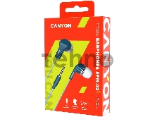 Наушники CANYON Stereo Earphones with inline microphone, Blue, cable length 1.2m, 20*15*10mm, 0.013kg