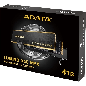Твердотельный накопитель ADATA SSD LEGEND 960 MAX, 4000GB, M.2(22x80mm), NVMe 1.4, PCIe 4.0 x4, 3D NAND, R/W 7400/6800MB/s, IOPs 700 000/550 000, TBW 3120, DWPD 0.43, with BIG Heat Spreader (5 лет) Твердотельный накопитель ADATA SSD LEGEND 960 MAX, 4000GB, M.2(22x80mm), NVMe 1.4, PCIe 4.0 x4, 3D NAND, R/W 7400/6800MB/s, IOPs 700 000/550 000, TBW 3120, DWPD 0.43, with BIG Heat Spreader (5 лет)