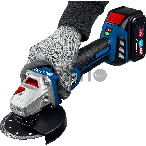 УШМ ЗУБР 20В бесщеточная, 1 АКБ (4Ач), в сумке, Профессионал. AB-125-41