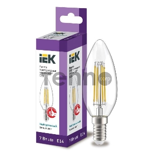 Лампа LED C35 Iek LLF-C35-7-230-40-E14-CL свеча прозр. 7Вт 230В 4000К E14 серия 360° Лампа LED C35 Iek LLF-C35-7-230-40-E14-CL свеча прозр. 7Вт 230В 4000К E14 серия 360°