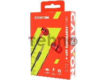Гарнитура CANYON длина шнура  1.2m flat cable, Red,