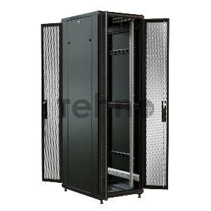 Шкаф коммутационный WRline (WR-TT-2266-DD-RAL9004) напольный 22U 600x600мм пер.дв.перфор.2ств. задн.дв.перфор.2-хст. 2 бок.пан. 800кг черный 510мм 1166мм IP20 сталь