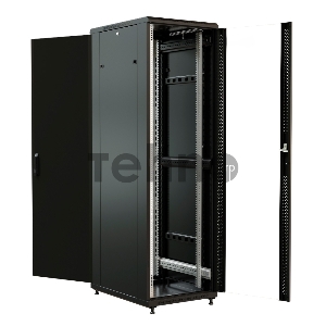 Шкаф серверный WRline (WR-TT-2261-AS-RAL9004) напольный 22U 600x1000мм пер.дв.стекл задн.дв.стал.лист 2 бок.пан. 800кг черный 910мм 1166мм IP20 сталь