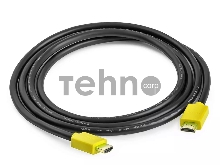 Кабель Greenconnect 0.3m HDMI версия 2.0, HDR 4:2:2, Ultra HD, 4K 60 fps 60Hz/5K*30Hz, 3D, AUDIO, 18.0 Гбит/с, 28/28 AWG, OD7.3mm, тройной экран, черный, желтые коннекторы, GCR-HM441-0.3m