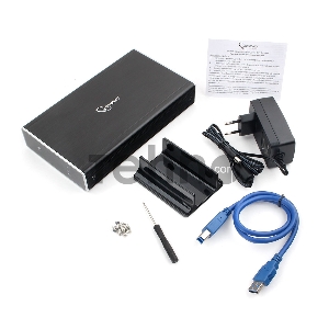 Внешний корпус 3.5 Gembird EE3-U3S-80, чёрный, USB 3.0, SATA, HDD/SSD, алюминий, сенсорная кнопка, блок питания