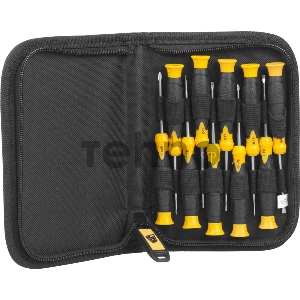 Набор JCB JSD026: Отвертки для точных работ, двухкомпонентные рукоятки, CrV cталь, 11 предм, чехол