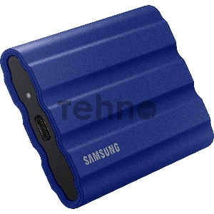 Накопитель  Samsung External SSD T7 Shield, 2TB, Type C-to-C/A, USB 3.2 Gen2, R/W 1050/1000MB/s, IP65, 88x59x13mm, 98g, Blue (12 мес.)