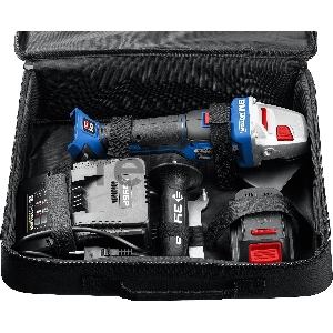 УШМ ЗУБР 20В бесщеточная, 1 АКБ (4Ач), в сумке, Профессионал. AB-125-41