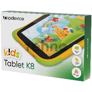 Планшет Topdevice Kids Tablet K8, 8.0 (1280x800) IPS display, Android 11 (Go edition) + HMS apps, up to 1.8GHz 4-core RK3566, 2/32GB, BT 4.1, WiFi, USB-C, microSD card slot, 0.3MP front cam + 2.0MP rear cam, 4000mAh bat, orange