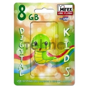 Флеш Диск 8GB Mirex Snake, USB 2.0, Зеленый