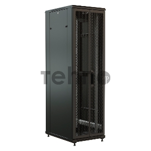 Шкаф серверный WRline (WR-TT-2268-DD-RAL9004) напольный 22U 600x800мм пер.дв.перфор.2ств. задн.дв.перфор.2-хст. 2 бок.пан. 800кг черный 710мм 1166мм IP20 сталь