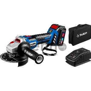 УШМ ЗУБР 20В бесщеточная, 1 АКБ (4Ач), в сумке, Профессионал. AB-125-41