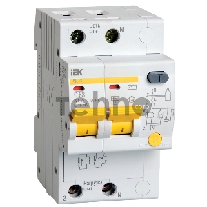 Выключатель автоматический дифференциального тока 2п C 63А 30мА тип AC 4.5кА АД-12 ИЭК MAD10-2-063-C-030