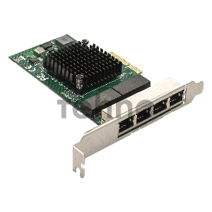 Сетевой адаптер ExeGate EXE-BCM5719 (PCI-E x4 v2.0, порты 4xRJ45, 10/100/1000Mbps, Gigabit Chipset Broadcom BCM5719)
