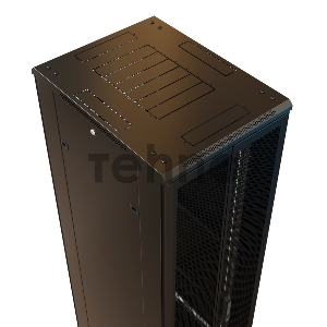 Шкаф серверный WRline (WR-TT-2268-DD-RAL9004) напольный 22U 600x800мм пер.дв.перфор.2ств. задн.дв.перфор.2-хст. 2 бок.пан. 800кг черный 710мм 1166мм IP20 сталь