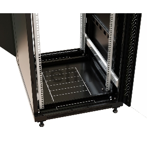Шкаф коммутационный WRline (WR-TT-2766-AS-RAL9004) напольный 27U 600x600мм пер.дв.стекл задн.дв.стал.лист 2 бок.пан. 800кг черный 510мм 1388мм IP20 сталь