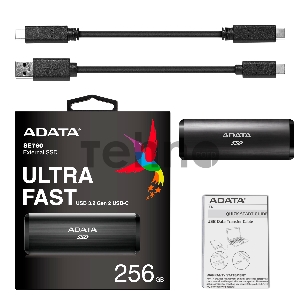 Накопитель внешний 1.8; 256GB ADATA SE760 Black External SSD ASE760-256GU32G2-CBK USB 3.2 Gen 2 Type-C, 1000R, USB 3.2 Type-C to C cable,USB 3.2 Type-C to A cable, Quick Start Guide, RTL