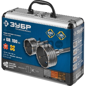 Набор коронок ЗУБР 29185-H2-2  по бетону с оснасткой d = 68 100мм кейс профессионал