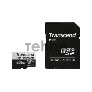 Карта памяти Transcend 256GB microSDXC Class 10 UHS-I U3 V30 A2 R100, W85MB/s with SD adapter