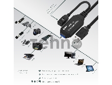 GCR Удлинитель активный 7.5m USB 3.0, AM/AF, черный, с усилителем сигнала, доп.питание micro, GCR-51924 GCR Удлинитель активный 7.5m USB 3.0, AM/AF, черный, с усилителем сигнала, доп.питание micro, GCR-51924