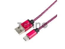 Кабель Gembird USB 2.0 Cablexpert CC-mUSB2pe1m, AM/microBM 5P, 1м, нейлоновая оплетка, алюминиевые разъемы, фиолетовый, пакет