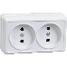 Розетка Iek ERO20-K01-10-DC РС22-2-ОБ 2местн. без з/к 10А откр.уст. ОКТАВА (белый), фото 1